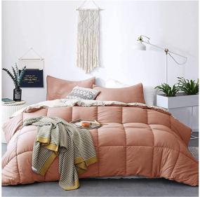 img 4 attached to 🛏️ KASENTEX Reversible All Season Quilted Comforter Set - Rose/Beige Queen Size - Machine Washable - Down Alternative Duvet Insert