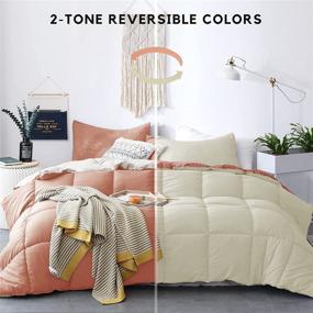img 3 attached to 🛏️ KASENTEX Reversible All Season Quilted Comforter Set - Rose/Beige Queen Size - Machine Washable - Down Alternative Duvet Insert