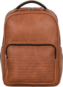 img 3 attached to 🎒 Kenneth Cole On Track Pack Vegan Leather 15.6” Laptop & Tablet Bookbag Anti-Theft RFID Backpack for School, Work, & Travel, Cognac, Laptop" - optimized product name: "Kenneth Cole On Track Pack Vegan Leather 15.6” Laptop & Tablet Bookbag Anti-Theft RFID Backpack - Cognac