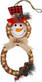 img 3 attached to 🎄 LED-Lit Happy Trees Christmas Wreath with Snowman Garlands - Festive Indoor/Outdoor Xmas Decor for Walls, Front Doors, & Home