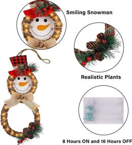 img 1 attached to 🎄 LED-Lit Happy Trees Christmas Wreath with Snowman Garlands - Festive Indoor/Outdoor Xmas Decor for Walls, Front Doors, & Home