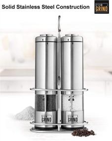 img 1 attached to Enhanced ProGrind Electric Salt and Pepper Grinder Set (2 Pack) with One-Touch Operation, Adjustable Coarseness, LED Light and Stainless Steel Metal Stand - Premium Steel Salt and Pepper Mills