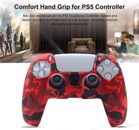 img 3 attached to 🎮 Red Silicone Controller Skin for PS5 DualSense Controller Grips - Hikfly Non-Slip Cover for Playstation 5 Controller with 8 Thumb Grip Caps