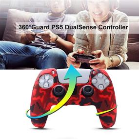 img 2 attached to 🎮 Red Silicone Controller Skin for PS5 DualSense Controller Grips - Hikfly Non-Slip Cover for Playstation 5 Controller with 8 Thumb Grip Caps