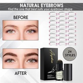 img 1 attached to 👁️ Effortless Eyebrows: 24 Pc Eyebrow Stamp Stencil Kit with Brow Definer, Tint, and Shaping Tools