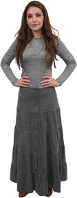 img 1 attached to Stylish Tiered Corduroy Maxi Skirt for 👗 Women - Long Ankle Length with Side Buttons