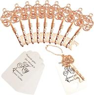 🔑 wodegift 100 pcs key bottle opener set - vintage skeleton key with escort tag cards and chains - perfect wedding favors/christmas/party essential in rose gold логотип