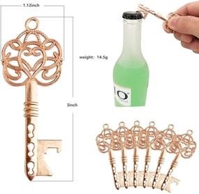 img 2 attached to 🔑 WODEGIFT 100 Pcs Key Bottle Opener Set - Vintage Skeleton Key with Escort Tag Cards and Chains - Perfect Wedding Favors/Christmas/Party Essential in Rose Gold