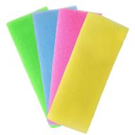 🛀 bluezoo 4-pack exfoliating bath cloth, 35 inches, beauty skin wash towel, magic shower washcloth for body, in 4 colors logo