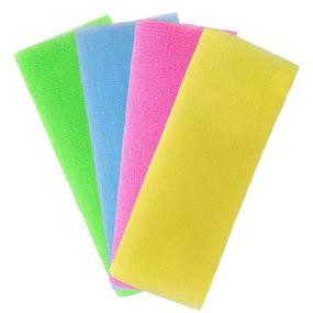 img 4 attached to 🛀 BlueZOO 4-Pack Exfoliating Bath Cloth, 35 Inches, Beauty Skin Wash Towel, Magic Shower Washcloth for Body, in 4 Colors