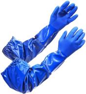 🧤 oil resistant long household gloves in blue for effective dishwashing logo