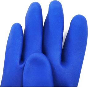 img 3 attached to 🧤 Oil Resistant Long Household Gloves in Blue for Effective Dishwashing