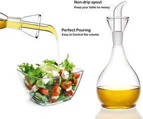 img 3 attached to 🍶 HAIZEEN Clear Glass Olive Oil Dispenser Bottle - 380ml - Oil & Vinegar Cruet with Pourers - No Funnel Needed - Olive Oil Carafe Decanter for Kitchen and BBQ