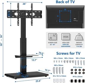 img 2 attached to 📺 Universal Swivel Floor TV Stand | Sturdy Wood Base | 32-65 Inch LCD LED Flat/Curved Screen TVs | Height Adjustable Standing TV Mount | Flexible Shelf | Internal Cable Management | Black