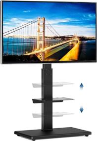 img 4 attached to 📺 Universal Swivel Floor TV Stand | Sturdy Wood Base | 32-65 Inch LCD LED Flat/Curved Screen TVs | Height Adjustable Standing TV Mount | Flexible Shelf | Internal Cable Management | Black