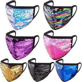 img 4 attached to 💎 Shimmering Sequin Kids Face Masks: Crystal Sparkles for Masquerade and More!