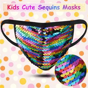 img 2 attached to 💎 Shimmering Sequin Kids Face Masks: Crystal Sparkles for Masquerade and More!