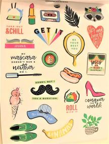 img 1 attached to 🎉 All The Fun Things Sticker Book: 180 pcs of Trending Phrases, Icons, and Elegant Blooms & Things!