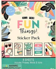 img 4 attached to 🎉 All The Fun Things Sticker Book: 180 pcs of Trending Phrases, Icons, and Elegant Blooms & Things!