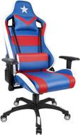 🎮 ultimate gaming experience: high back racing chair with adjustable armrests - blue/red usa game chair with lumbar support for men and women логотип