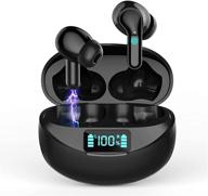 hi-fi stereo bluetooth 5.0 wireless earbuds with active noise cancelling, 🎧 32h playtime, ip7 waterproof, mic, and type c - ideal for travel, gym logo