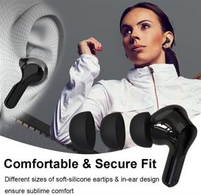 img 3 attached to Hi-Fi Stereo Bluetooth 5.0 Wireless Earbuds with Active Noise Cancelling, 🎧 32H Playtime, IP7 Waterproof, Mic, and Type C - Ideal for Travel, Gym