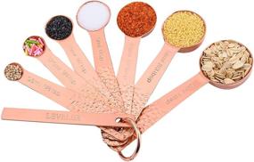 img 2 attached to Premium Rose Gold Stainless Steel Measuring Spoons Set - 7 Metal Spoons + Ring & Lever