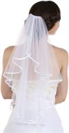 💍 capture timeless elegance with samky elegant 1t 1 tier ribbon cascade waterfall bridal veil logo