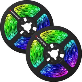 img 1 attached to 💡 Color-Changing LED Light Strip - Monster 6.5ft, Multiple Combinations & Modifications, Remote Control, USB Power Charge, Easy Stick Install (2-Pack)