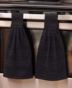 img 1 attached to 🧦 LCI Hanging Kitchen Towels (Black) - Set of 2