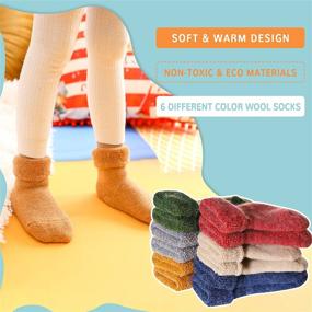 img 3 attached to Warm and Cozy: Eocom 6 Pairs Children's Winter Thick Wool Socks for Boys and Girls