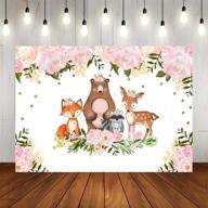 🌸 woodland animals baby shower backdrop - pink watercolor floral design, perfect for 1st birthday photography background, princess jungle animal theme, newborn baby party decorations, photo booth props logo