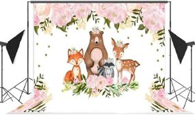 img 1 attached to 🌸 Woodland Animals Baby Shower Backdrop - Pink Watercolor Floral Design, Perfect for 1st Birthday Photography Background, Princess Jungle Animal Theme, Newborn Baby Party Decorations, Photo Booth Props