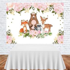 img 2 attached to 🌸 Woodland Animals Baby Shower Backdrop - Pink Watercolor Floral Design, Perfect for 1st Birthday Photography Background, Princess Jungle Animal Theme, Newborn Baby Party Decorations, Photo Booth Props