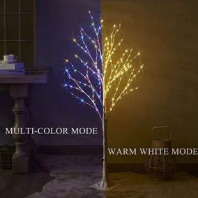 img 1 attached to Hairui 4FT Lighted Birch Tree: 200L Multi Color & Warm White Fairy Lights, 8 Functions for Indoor/Outdoor Christmas & Holiday Decoration