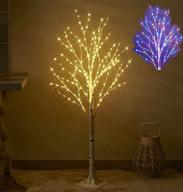 hairui 4ft lighted birch tree: 200l multi color & warm white fairy lights, 8 functions for indoor/outdoor christmas & holiday decoration логотип