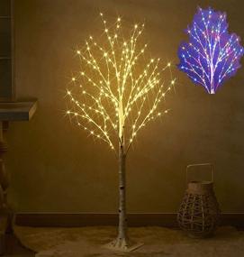 img 4 attached to Hairui 4FT Lighted Birch Tree: 200L Multi Color & Warm White Fairy Lights, 8 Functions for Indoor/Outdoor Christmas & Holiday Decoration