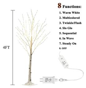 img 3 attached to Hairui 4FT Lighted Birch Tree: 200L Multi Color & Warm White Fairy Lights, 8 Functions for Indoor/Outdoor Christmas & Holiday Decoration