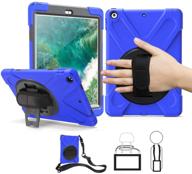 📱 tsq ipad 6th/5th generation case with screen protector - heavy duty drop protection pc case with swivel stand/hand strap+shoulder strap - blue, compatible with ipad 6th/5th generation a1893/a1954/a1822/a1823 logo