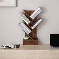 6-tier tree bookshelf with drawers - floor standing book storage organizer shelves for books and magazines - modern wood storage rack display cabinet for living room, bedroom, and office logo