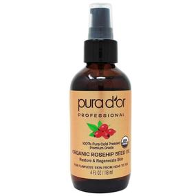 img 4 attached to PURA D'OR Organic Rosehip Seed Oil: 100% Pure Cold Pressed, USDA Certified, All Natural Anti-Aging Moisturizer Treatment for Face, Hair, Skin, Nails - Men-Women | 4oz / 118mL (Packaging may vary)