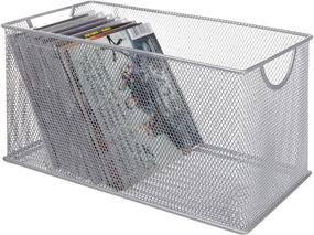img 4 attached to Efficient CD Storage Box: MyGift Silver Mesh Open Metal CD Case Organizer