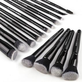 img 4 attached to 💄 Zoreya Makeup Brushes 15Pcs Premium Synthetic Kabuki Brush Set for Cosmetics, Foundation, Concealers, Powder, Blush, Blending, Face, Eye Shadow (Black)