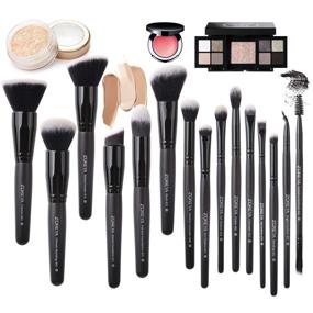 img 3 attached to 💄 Zoreya Makeup Brushes 15Pcs Premium Synthetic Kabuki Brush Set for Cosmetics, Foundation, Concealers, Powder, Blush, Blending, Face, Eye Shadow (Black)