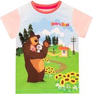 👧 masha and the bear girls t-shirt: cute and creative clothing for little fans logo