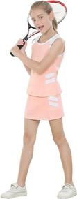 img 1 attached to 👚 2-Piece Girls Tank Top and Tennis Golf Skirt Outfit with Built-in Shorts - Stylish Skort Dress