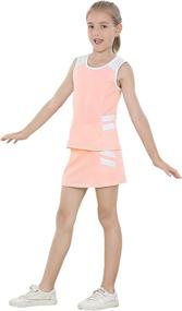 img 2 attached to 👚 2-Piece Girls Tank Top and Tennis Golf Skirt Outfit with Built-in Shorts - Stylish Skort Dress