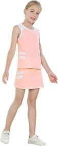 img 3 attached to 👚 2-Piece Girls Tank Top and Tennis Golf Skirt Outfit with Built-in Shorts - Stylish Skort Dress