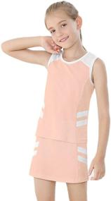 img 4 attached to 👚 2-Piece Girls Tank Top and Tennis Golf Skirt Outfit with Built-in Shorts - Stylish Skort Dress