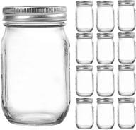 🍯 bedoo mason jars - 16 oz clear glass canning jars with lids and bands - set of 12 pint jars - airtight and dishwasher safe logo